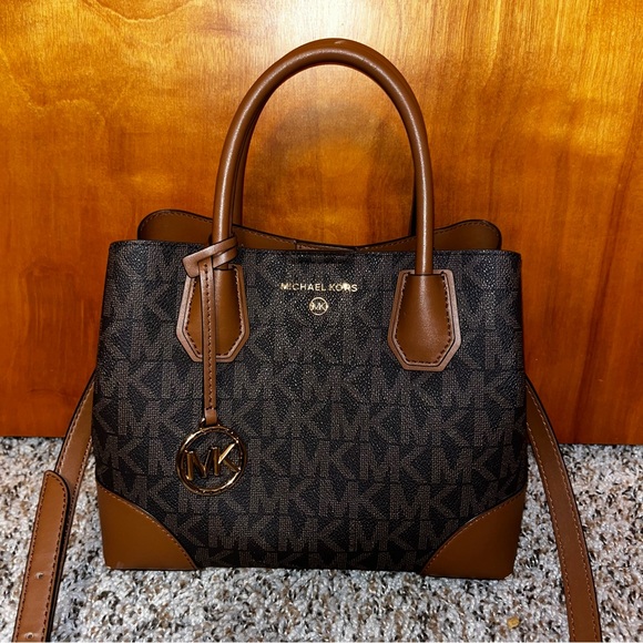 Michael Kors Mercer Brown MD Center Zip Tote Satchel Shoulder Handbag - Picture 11 of 12